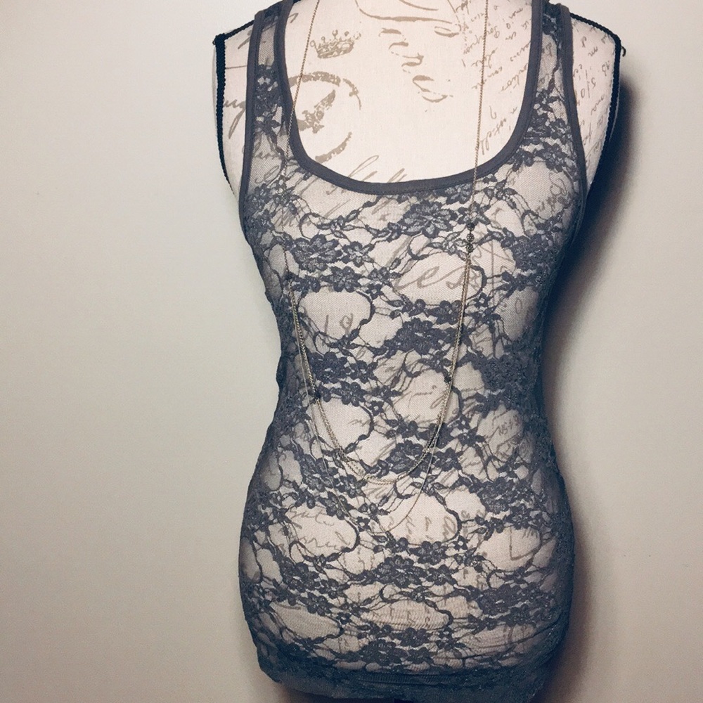 Bozzolo grey lace racerback tank Medium